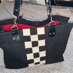 Mini Cooper Black and White bag Checkerboard Tote BMW PRESS TOTE BAG